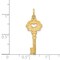 14K Yellow Gold Heart Skeleton Key Charm Love Pendant Jewerly 31mm x 10mm